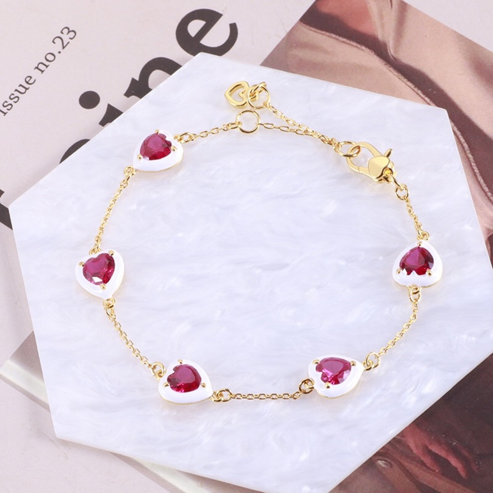 Kate Spade Enamel Heart Charm Adjustable Bracelet